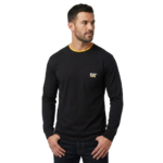 CAT/TSHIRT BLACK LONG SLEEVE TRADEMARK POCKET TEE
