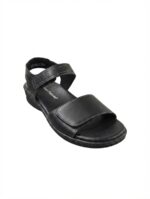 HUSH PUPPIES/YVONNE BLACK SHEEP LEATHER SANDALS