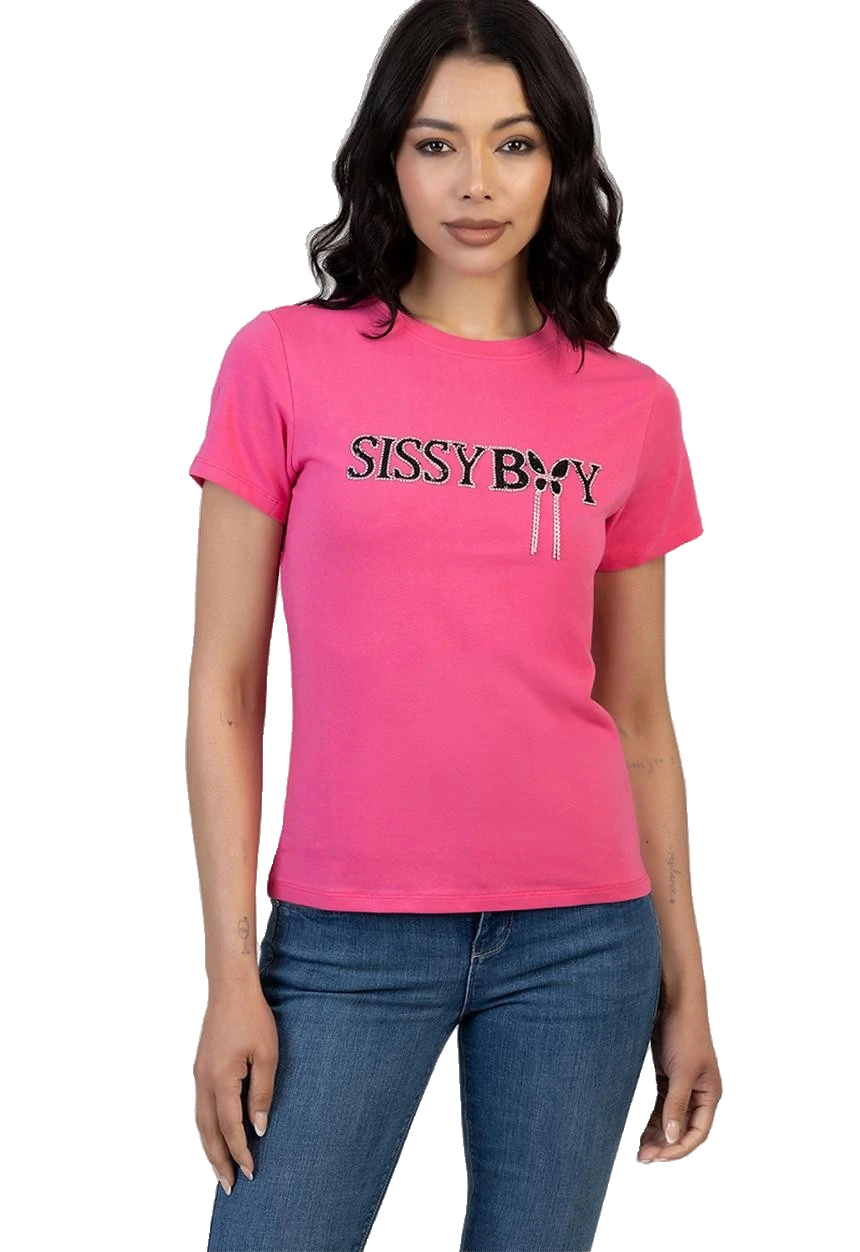 SISSYBOY/TSHIRT BRIGHT PINK T33403 GLITTER IN THE DARK