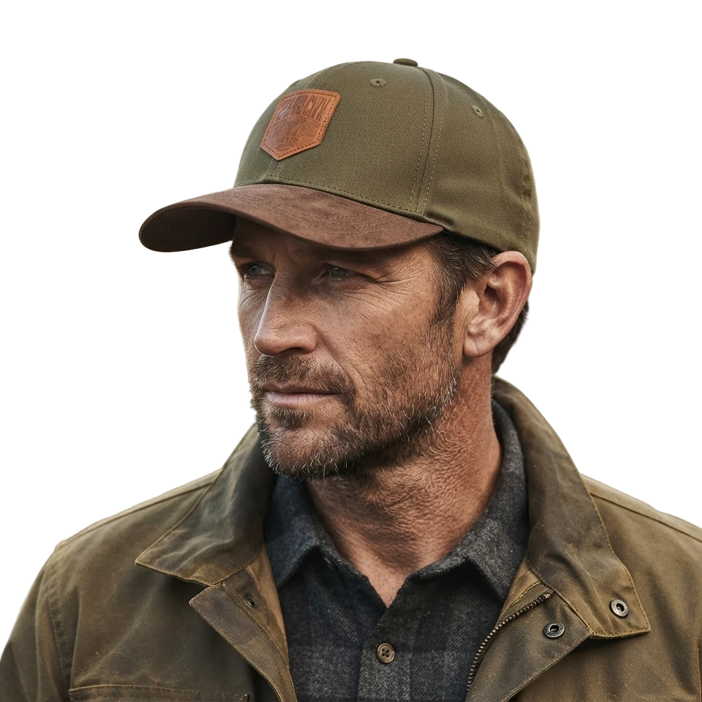 WIL522-1 WILDEBEES/CAP SAGE/CHOC PU BADGE TWILL OILSKIN WMA682 - Image 1