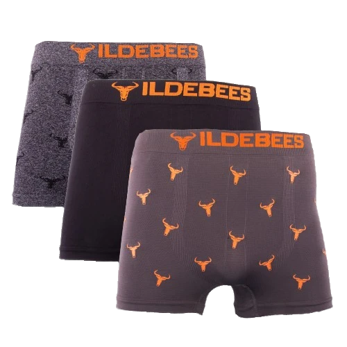WIL524-1 WILDEBEES/3PKT BOXER TRUNKS SEAMLESS CHARCOAL/JASPER/BLACK WMA359 - Image 1