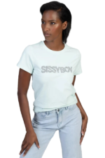 SISSYBOY/TSHIRT MINT T33405 WITH TEXTURED DIAMANTE