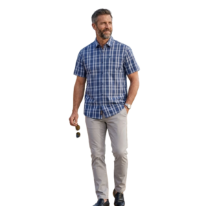 WILDEBEES/SHIRT CHECK INDIGO WHITE COBALT WMA618