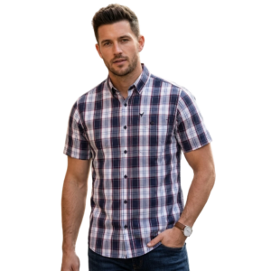 WILDEBEES/SHIRT CHECK NAVY WHITE POWDER BURNT RED WMA620